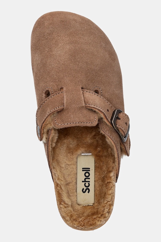 Scholl papuci din piele FAE NEW maro F318101062