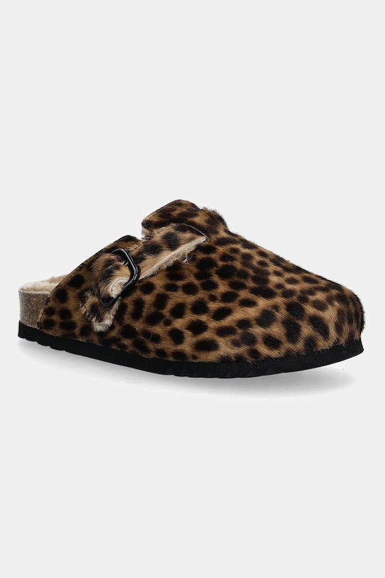 Scholl papuci din piele FAE NEW piele întoarsă maro F318142330