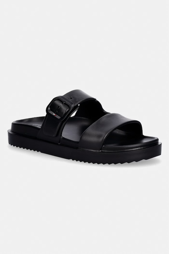 Tommy Hilfiger klapki damskie TH LIGHT DOUBLE STRAP SANDAL czarny FW0FW08953