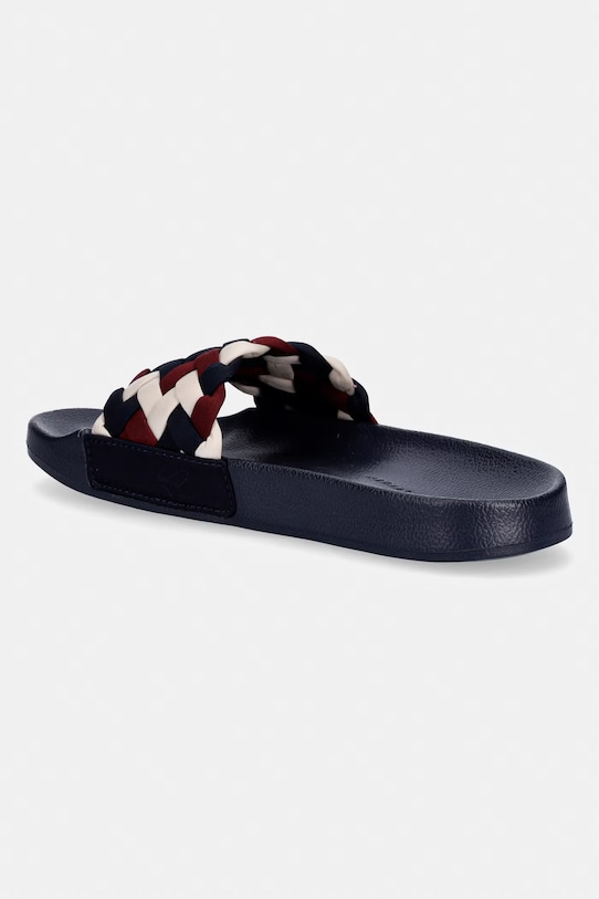 Obuwie Tommy Hilfiger klapki damskie TH BRAIDED POOL SLIDE FW0FW09203 granatowy