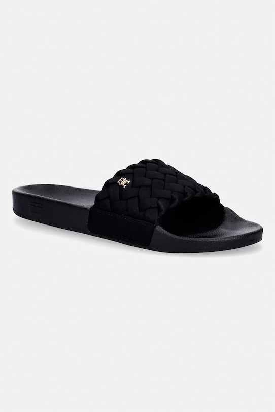 Tommy Hilfiger klapki damskie TH BRAIDED POOL SLIDE czarny FW0FW09203
