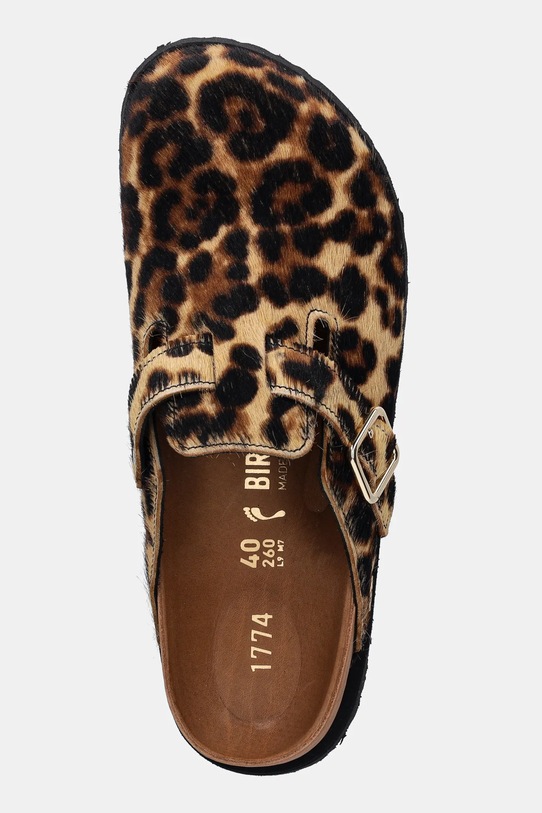 Birkenstock 1774 klapki skórzane Boston FUR brązowy 1031919
