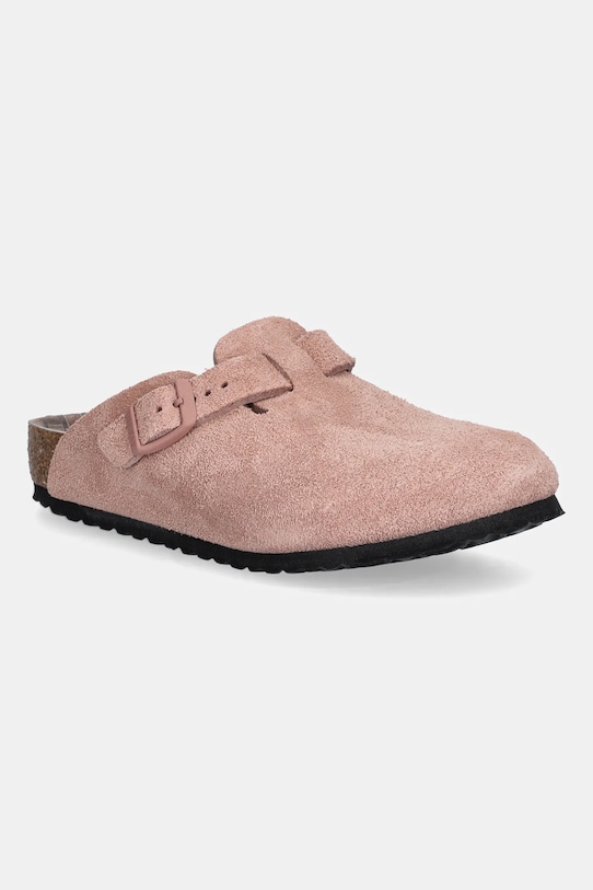Birkenstock klapki zamszowe dziecięce Boston Planet friendly różowy 1030464.