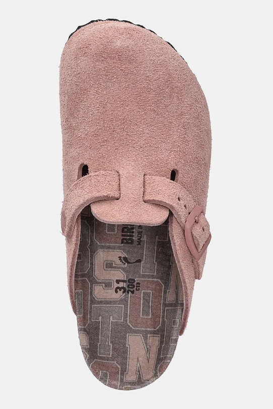 Birkenstock klapki zamszowe dziecięce Boston różowy 1030464.