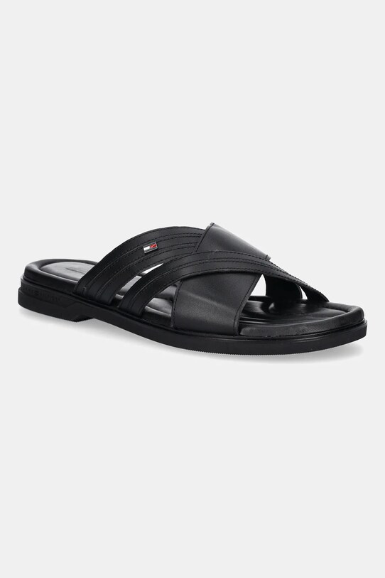 Tommy Hilfiger klapki skórzane PREMIUM TH CC LTH SANDAL czarny FM0FM05504
