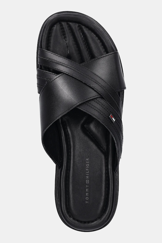 Kožené šľapky Tommy Hilfiger PREMIUM TH CC LTH SANDAL čierna FM0FM05504