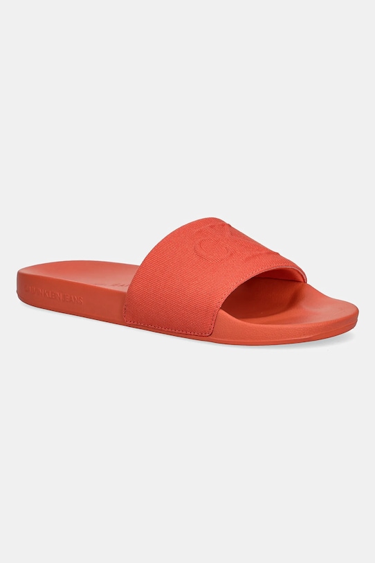 Calvin Klein Jeans klapki SLIDE HF MONO CV Planet friendly pomarańczowy YM0YM01282