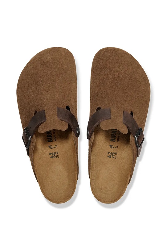 Obuwie Birkenstock klapki zamszowe Boston 1030667.DarkTea brązowy