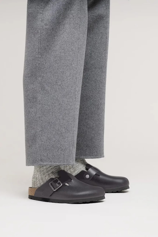 Birkenstock klapki skórzane Boston Vintage Wood Wire Buckle 1030691