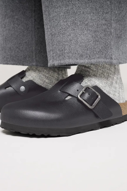Birkenstock klapki skórzane Boston Vintage Wood Wire Buckle 1030691