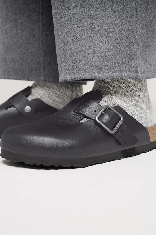 Birkenstock klapki skórzane Boston Vintage Wood Wire Buckle 1030691