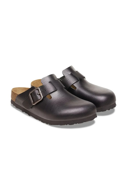 Obuwie Birkenstock klapki skórzane Boston Vintage Wood Wire Buckle 1030691 czarny