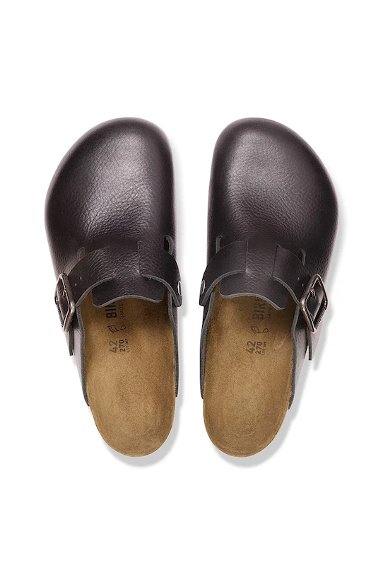 Birkenstock klapki skórzane Boston Vintage Wood Wire Buckle czarny 1030691