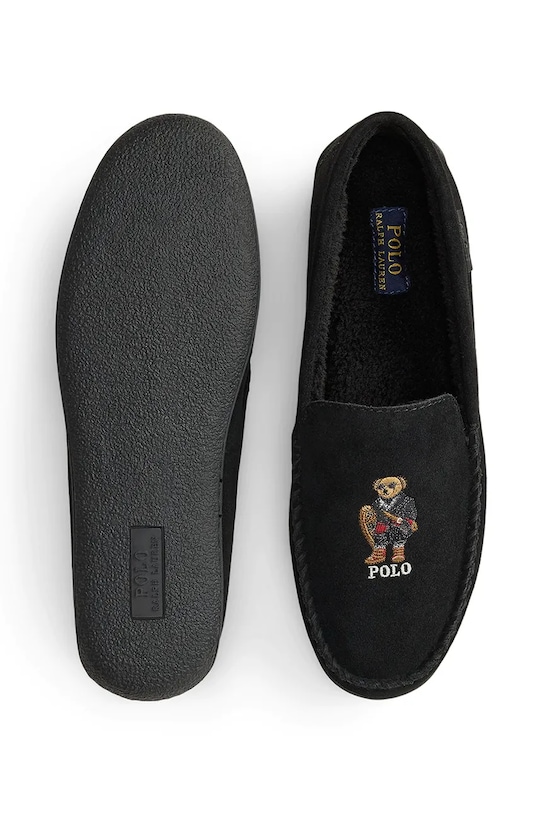 Polo Ralph Lauren papuci din piele intoarsa Brenan Bear negru 843981600001.001