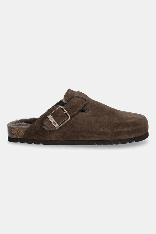 Scholl klapki zamszowe OLIVIER F325751019 brązowy AW25