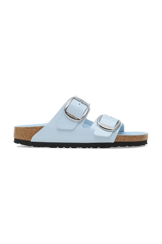 Birkenstock klapki skórzane Arizona Big Buckle płaski niebieski 1030374
