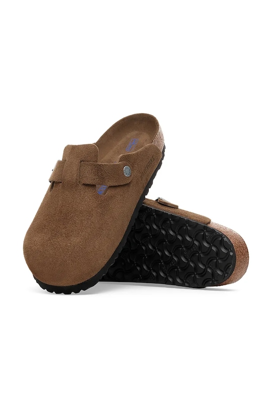 Замшеві шльопанці Birkenstock Boston 1030814 коричневий