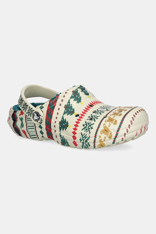 Crocs kapcie Classic Lined Fair Isle Clog beżowy 212050.2Y2