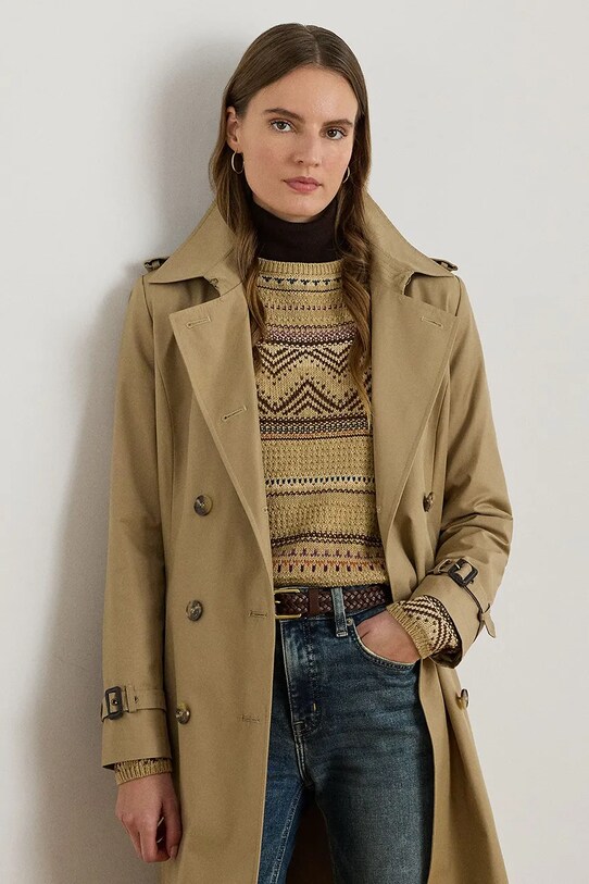 Одяг Пальто Lauren Ralph Lauren 297951255 бежевий