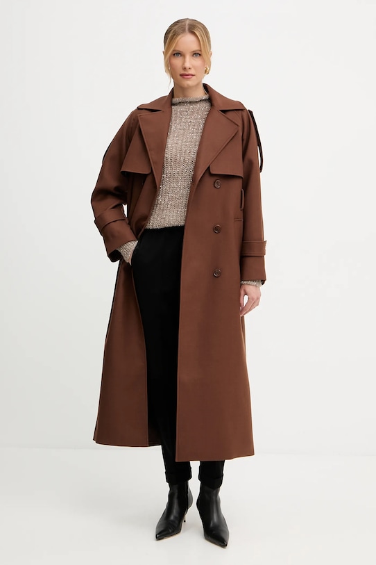 Καμπαρντίνα με μαλλί Patrizia Pepe 8O0188.A630 καφέ AW25
