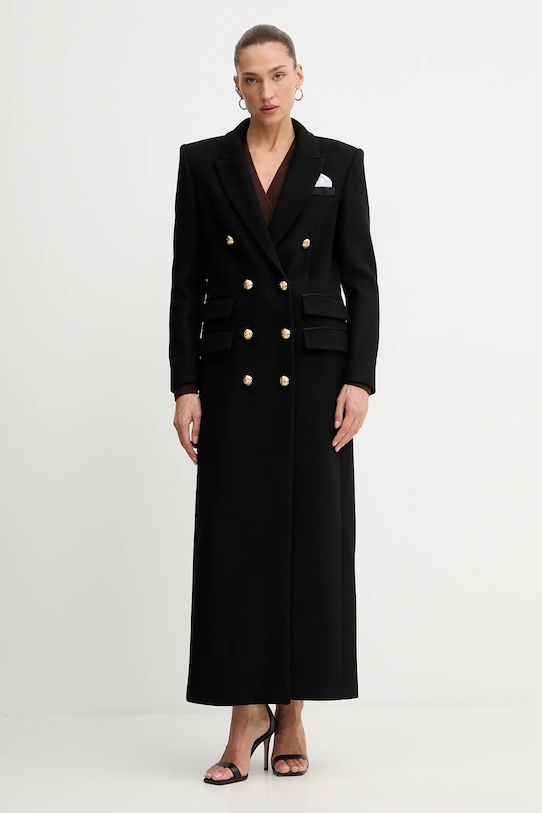 Elisabetta Franchi płaszcz z dodatkiem wełny nieocieplane czarny CP00256E2