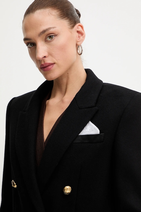 Elisabetta Franchi płaszcz z dodatkiem wełny CP00256E2 czarny