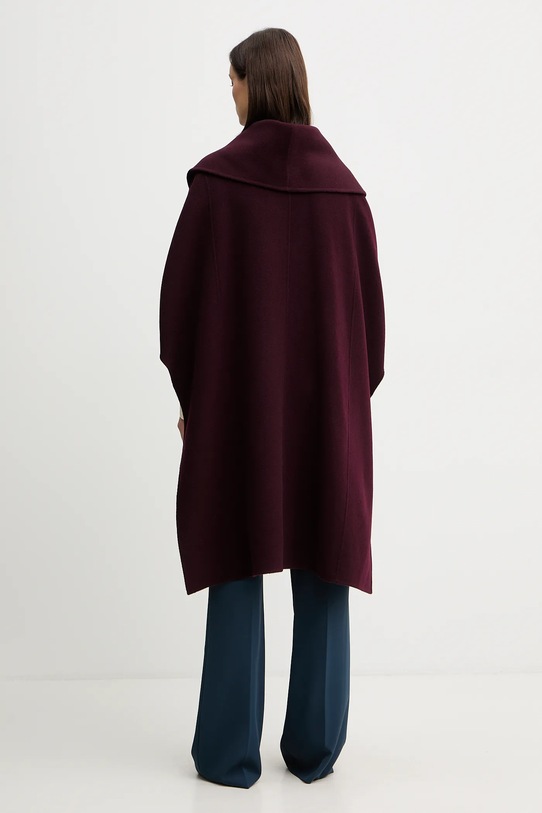 Odzież Elisabetta Franchi poncho wełniane CP67D56E2 bordowy