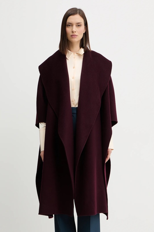 Elisabetta Franchi poncho wełniane bordowy CP67D56E2