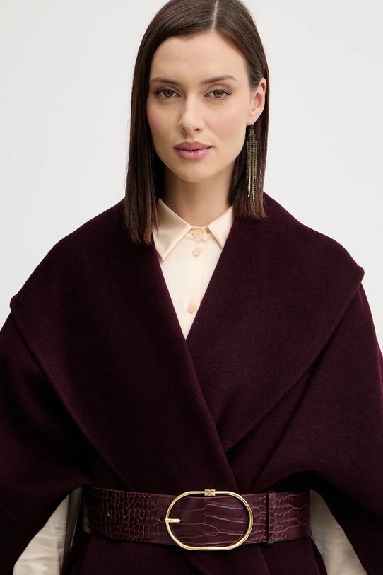 Шерстяное пончо Elisabetta Franchi CP67D56E2 бордо