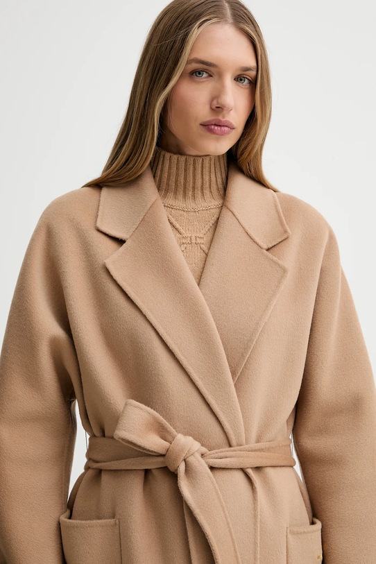 Elisabetta Franchi płaszcz wełniany beżowy CP68D56E2