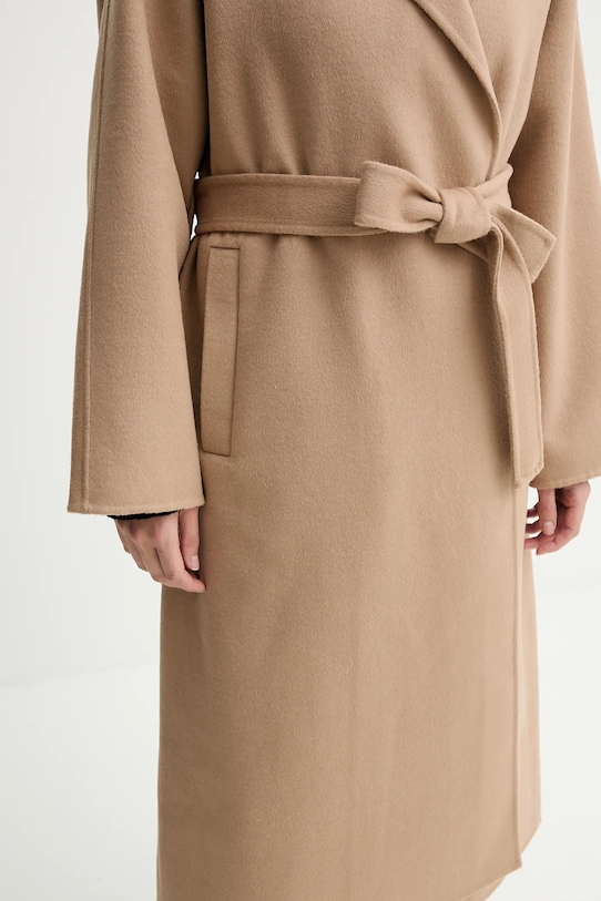 Calvin Klein płaszcz z dodatkiem wełny LV040WL571 beżowy