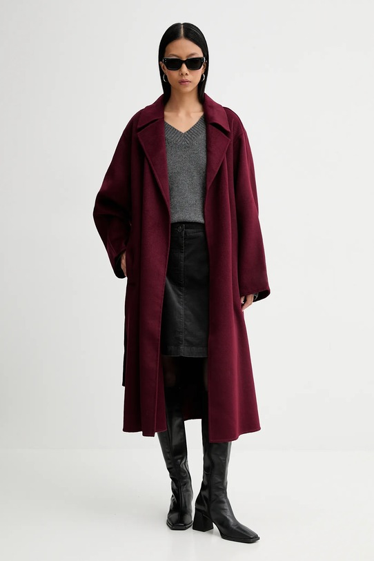 Calvin Klein haină cu lână LV040WL571 burgundia AW25