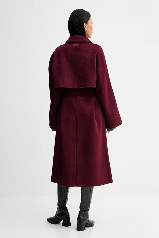 Îmbrăcăminte Calvin Klein haină cu lână LV040WL571 burgundia