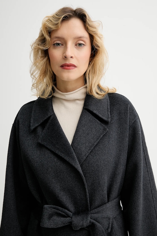 Kabát s prímesou vlny Calvin Klein sivá LV040WL571