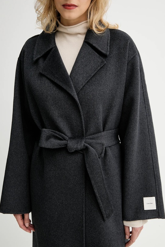 Kabát s příměsí vlny Calvin Klein LV040WL571 šedá