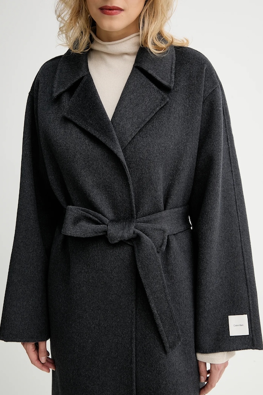 Kabát s prímesou vlny Calvin Klein LV040WL571 sivá