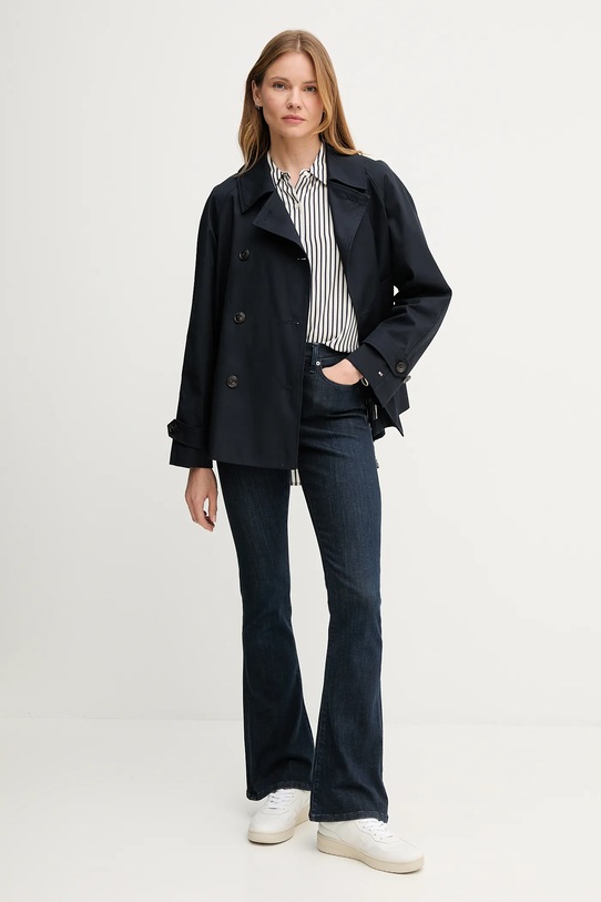 Βαμβακερή καμπαρντίνα Tommy Hilfiger WW0WW45618 σκούρο μπλε AW25