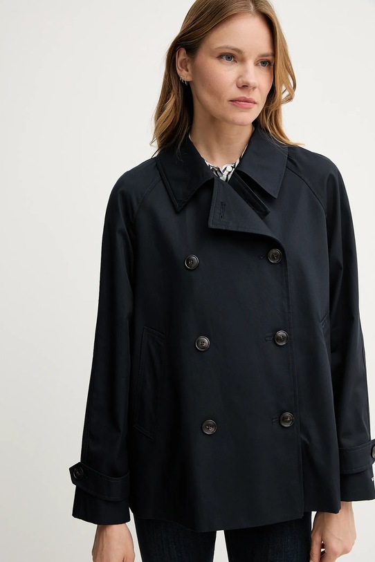 Βαμβακερή καμπαρντίνα Tommy Hilfiger σκούρο μπλε WW0WW45618
