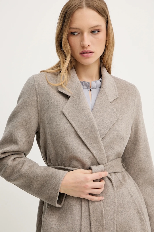 Vlněný kabát BOSS Cotaz_DF béžová 50541513