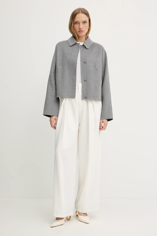 Vlněný kabát BOSS 50543170 šedá AW25