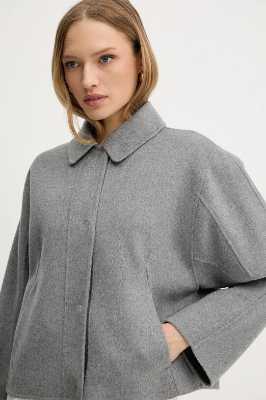 Vlněný kabát BOSS šedá 50543170