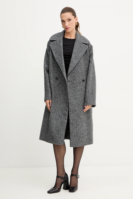 Iceberg płaszcz z dodatkiem wełny N011.3083 szary AW25
