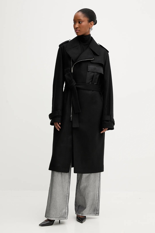Пальто з вовною Iceberg N041.3052 чорний AW25