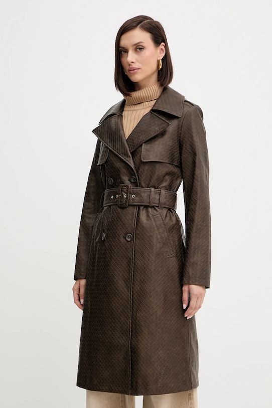 Пальто Guess CARMEN без капюшона коричневий W5YL32.WHGT0