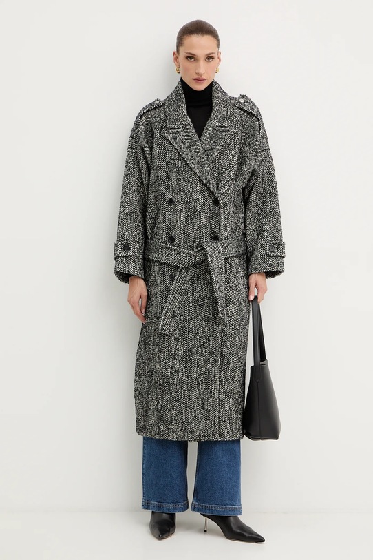 Pinko płaszcz z dodatkiem wełny 105562.A2SE czarny AW25