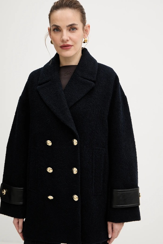Pinko płaszcz z domieszką wełny granatowy 105559.A2SH