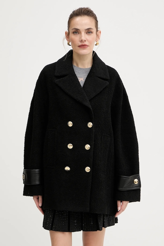 Pinko płaszcz z domieszką wełny bez kaptura czarny 105559.A2SH