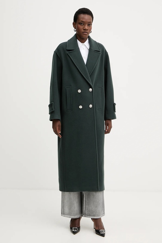 Pinko płaszcz z dodatkiem wełny bez kaptura zielony 105770.A2SM