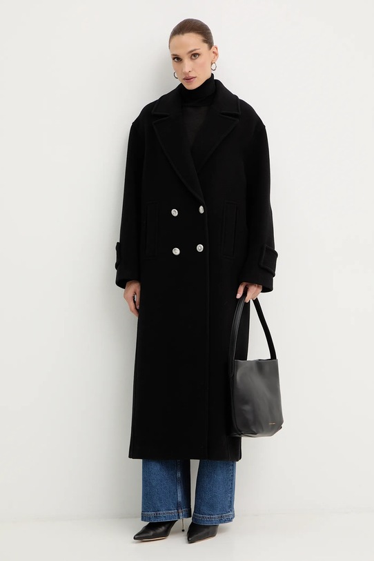 Pinko płaszcz z dodatkiem wełny 105770.A2SM czarny AW25