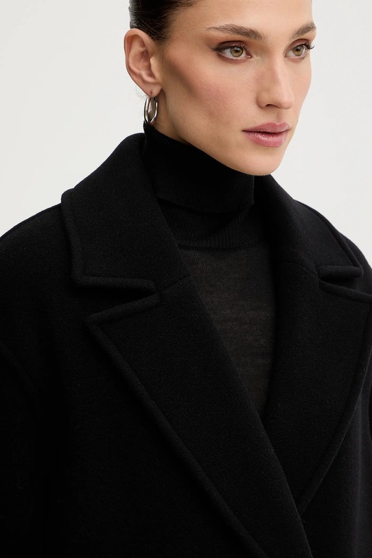 Pinko płaszcz z dodatkiem wełny czarny 105770.A2SM